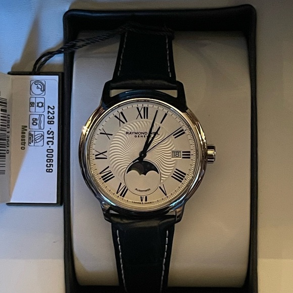 Raymond Weil Maestro Moon Phase Blue Leather Watch